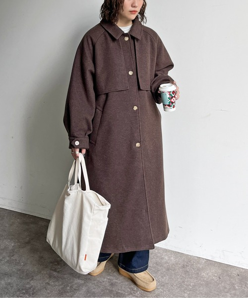 CPCM（シーピーシーエム）の「ケープ付きスタンドコート（ステンカラーコート・レディース・キナリ/ブラウン/オレンジ/ブラック・F）」の22枚目の写真