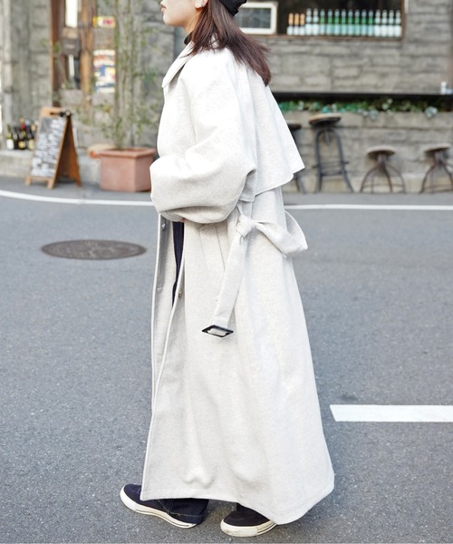 CPCM（シーピーシーエム）の「ケープ付きスタンドコート（ステンカラーコート・レディース・キナリ/ブラウン/オレンジ/ブラック・F）」の5枚目の写真