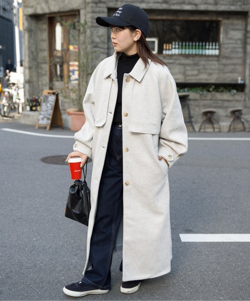 CPCM（シーピーシーエム）の「ケープ付きスタンドコート（ステンカラーコート・レディース・キナリ/ブラウン/オレンジ/ブラック・F）」の20枚目の写真