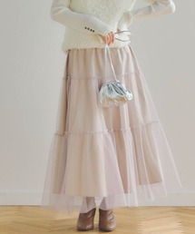 チュール×タフタリバーシブルスカート≪洗濯機で洗える≫