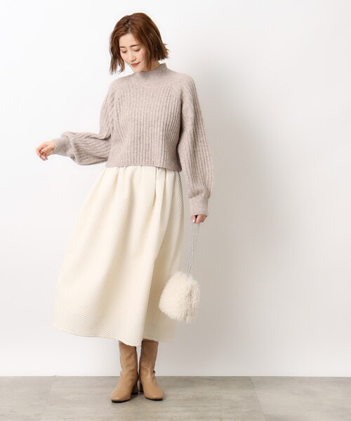 OPAQUE.CLIP（オペークドットクリップ）の「◆ぽこぽこジャカードコクーンスカート【洗濯機洗い可】（スカート・レディース・オフホワイト/ブラック・38/40）」の16枚目の写真