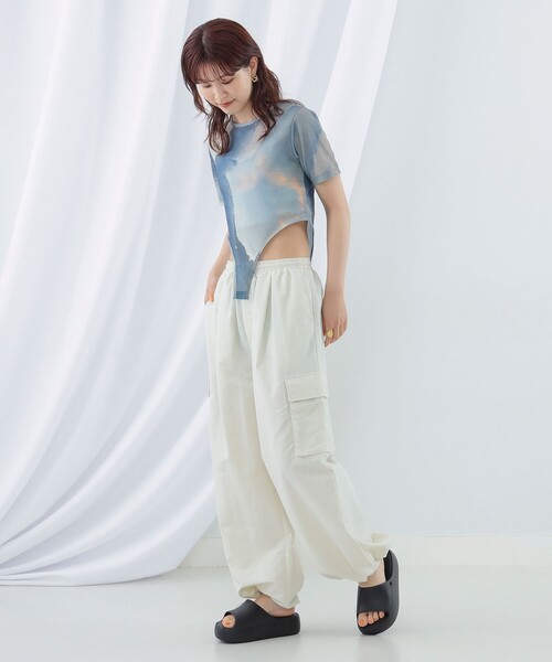 RAY BEAMS◆プリントボディースーツTシャツ/ポリエステル/ブルー/61-04-0471-101// Ray BEAMS（レイ ビームス）プリント ボディスーツ Tシャツ（T