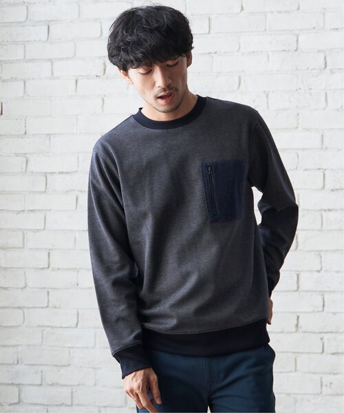 ikka(イッカ)の「ヘリンボン裏起毛プルオーバー(スウェット・メンズ・ネイビー/ブラック/オリーブ・XL/M/L/S)」の8枚目の写真