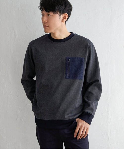 ikka(イッカ)の「ヘリンボン裏起毛プルオーバー(スウェット・メンズ・ネイビー/ブラック/オリーブ・XL/M/L/S)」の12枚目の写真