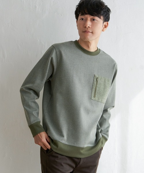 ikka(イッカ)の「ヘリンボン裏起毛プルオーバー(スウェット・メンズ・ネイビー/ブラック/オリーブ・XL/M/L/S)」の5枚目の写真