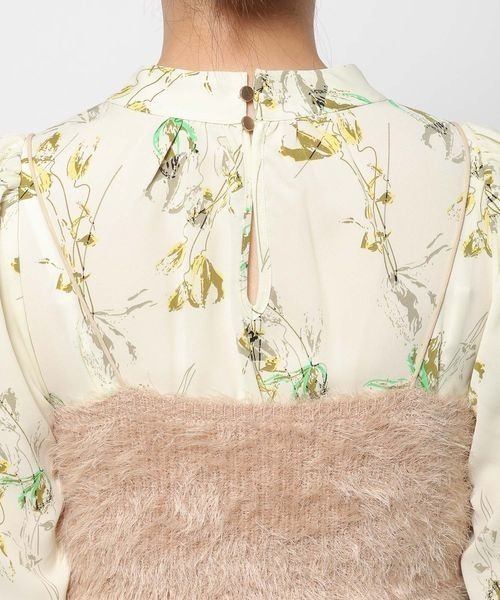 mysty woman（ミスティウーマン）の「フェザーキャミSET花ワンピース　995413（ワンピース・レディース・ライトイエロー/ブラック/アイボリー・FREE）」の6枚目の写真