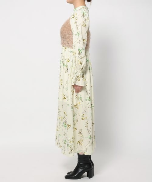 mysty woman（ミスティウーマン）の「フェザーキャミSET花ワンピース　995413（ワンピース・レディース・ライトイエロー/ブラック/アイボリー・FREE）」の5枚目の写真