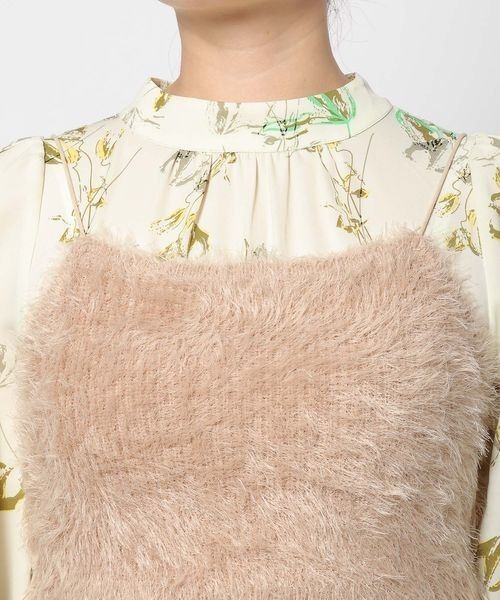 mysty woman（ミスティウーマン）の「フェザーキャミSET花ワンピース　995413（ワンピース・レディース・ライトイエロー/ブラック/アイボリー・FREE）」の8枚目の写真