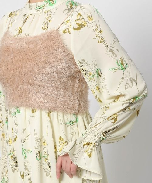 mysty woman（ミスティウーマン）の「フェザーキャミSET花ワンピース　995413（ワンピース・レディース・ライトイエロー/ブラック/アイボリー・FREE）」の9枚目の写真