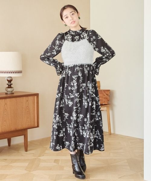 mysty woman（ミスティウーマン）の「フェザーキャミSET花ワンピース　995413（ワンピース・レディース・ライトイエロー/ブラック/アイボリー・FREE）」の21枚目の写真