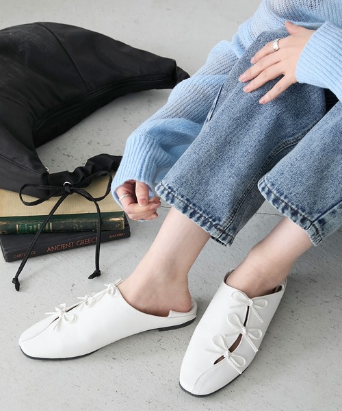 BONLECILL（ボンルシール）の「2Wayスリットリボンシューズ/バブーシュ（パンプス・レディース・オフホワイト/ゴールド/シルバー/ブラック・M/S/L）」の11枚目の写真