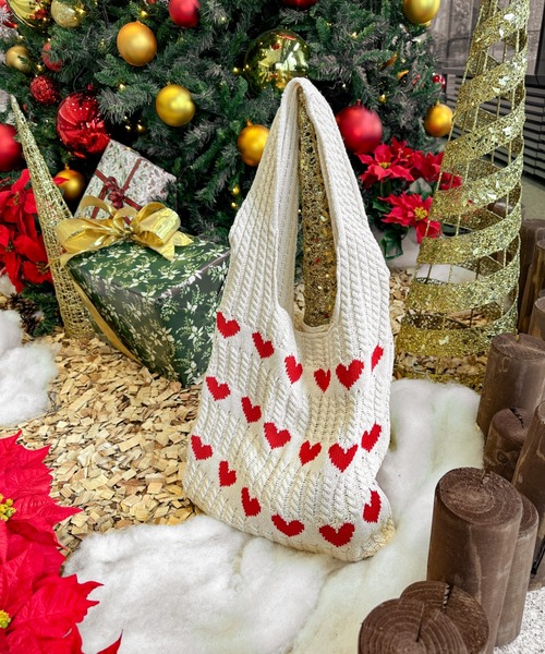 Ambre Neige（アンブルネージュ）の「ハートニットトートバッグ／【WEB/EC限定商品】（トートバッグ・レディース・アイボリー・FREE）」の3枚目の写真