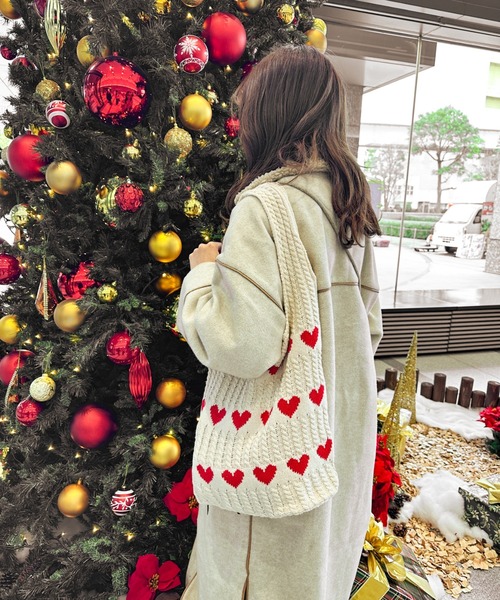 Ambre Neige（アンブルネージュ）の「ハートニットトートバッグ／【WEB/EC限定商品】（トートバッグ・レディース・アイボリー・FREE）」の4枚目の写真