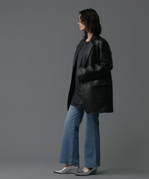 【週末限定値下げ】アダムエロペ　シープレザージャケット　定価110,000 ADAM ET ROPE'（アダムエロペ）の「シープレザー ノーカラー