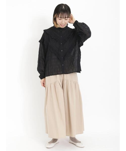 Samansa Mos2（サマンサ モスモス）の「シャーリングレースピンタックブラウス（シャツ/ブラウス・レディース・キナリ/オフホワイト/ブラック・F）」の17枚目の写真