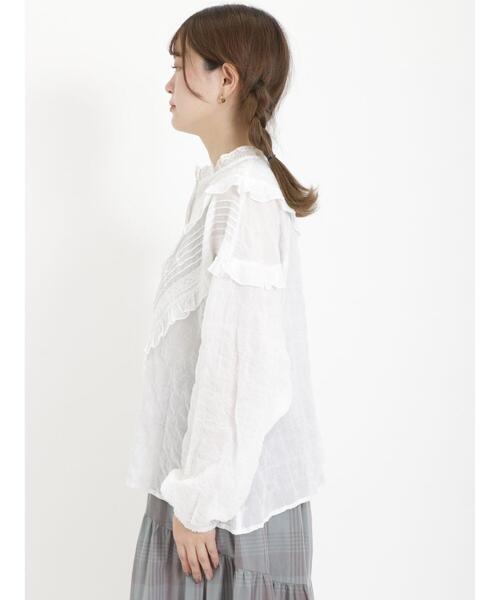 Samansa Mos2（サマンサ モスモス）の「シャーリングレースピンタックブラウス（シャツ/ブラウス・レディース・キナリ/オフホワイト/ブラック・F）」の19枚目の写真