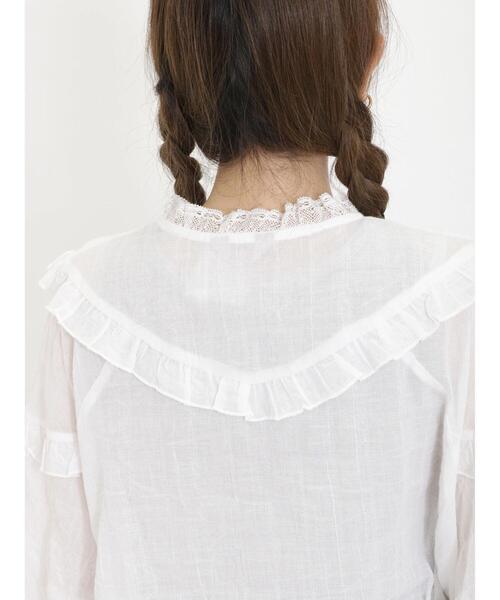Samansa Mos2（サマンサ モスモス）の「シャーリングレースピンタックブラウス（シャツ/ブラウス・レディース・キナリ/オフホワイト/ブラック・F）」の20枚目の写真