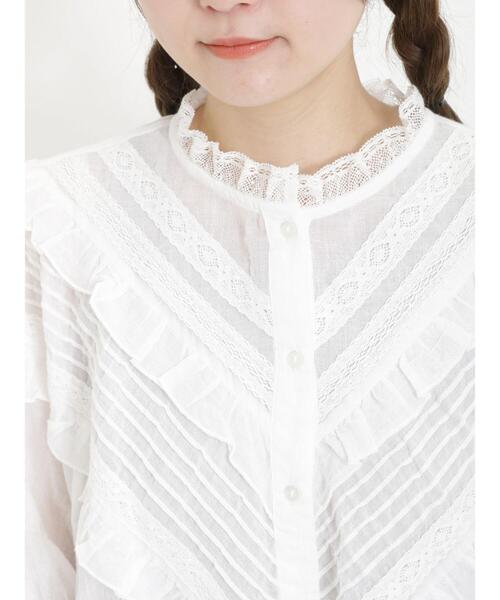 Samansa Mos2（サマンサ モスモス）の「シャーリングレースピンタックブラウス（シャツ/ブラウス・レディース・キナリ/オフホワイト/ブラック・F）」の21枚目の写真