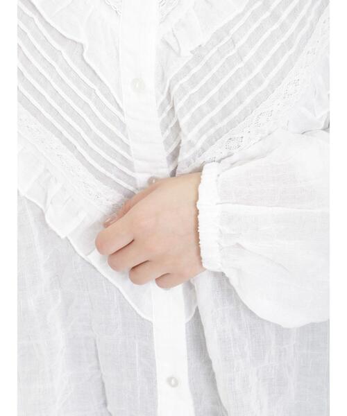 Samansa Mos2（サマンサ モスモス）の「シャーリングレースピンタックブラウス（シャツ/ブラウス・レディース・キナリ/オフホワイト/ブラック・F）」の22枚目の写真