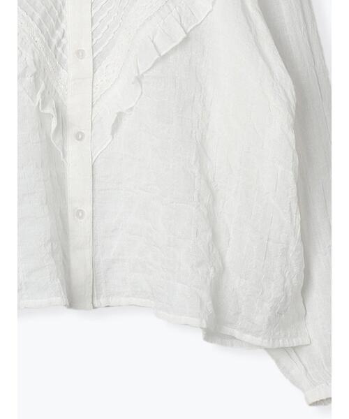 Samansa Mos2（サマンサ モスモス）の「シャーリングレースピンタックブラウス（シャツ/ブラウス・レディース・キナリ/オフホワイト/ブラック・F）」の13枚目の写真