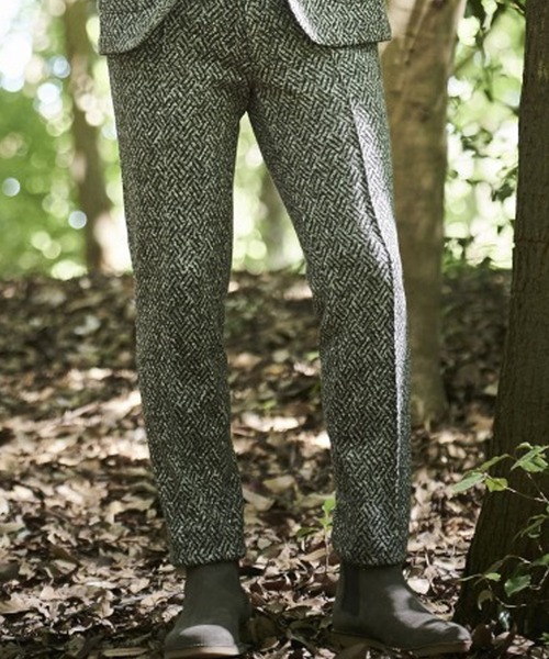 【セール】【BIGサイズ】ジオメトリックプリント裏フリースウォームパンツ（スラックス）｜g-stage（ジーステージ）