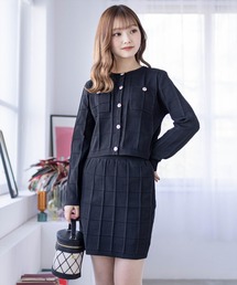 clear | エンボスチェックニットカーディガン[セットアップ可能](カーディガン/ボレロ)