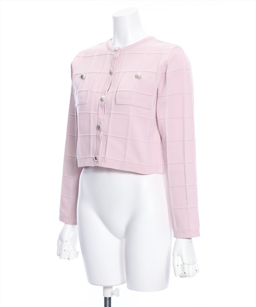 clear（クリア）の「エンボスチェックニットカーディガン[セットアップ可能]（カーディガン/ボレロ・レディース・アイボリー/ブラック/ピンク・F）」の10枚目の写真