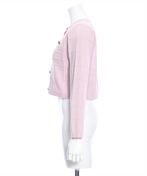 clear（クリア）の「エンボスチェックニットカーディガン[セットアップ可能]（カーディガン/ボレロ・レディース・アイボリー/ブラック/ピンク・F）」の9枚目の写真