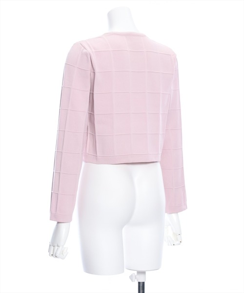 clear（クリア）の「エンボスチェックニットカーディガン[セットアップ可能]（カーディガン/ボレロ・レディース・アイボリー/ブラック/ピンク・F）」の8枚目の写真