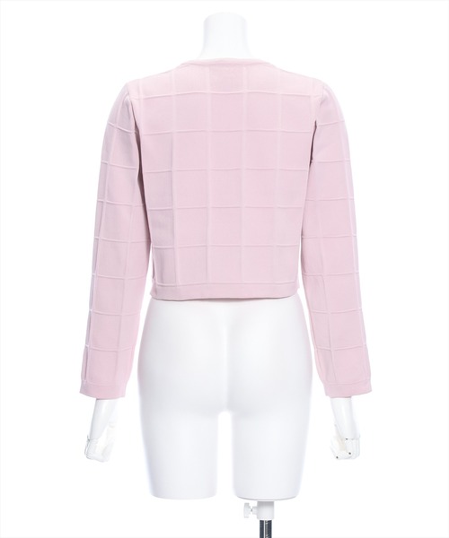 clear（クリア）の「エンボスチェックニットカーディガン[セットアップ可能]（カーディガン/ボレロ・レディース・アイボリー/ブラック/ピンク・F）」の7枚目の写真