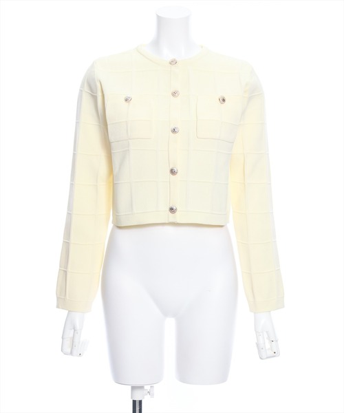 clear（クリア）の「エンボスチェックニットカーディガン[セットアップ可能]（カーディガン/ボレロ・レディース・アイボリー/ブラック/ピンク・F）」の19枚目の写真