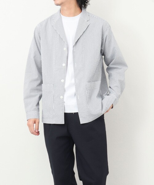 NOLLEY'S goodman（ノーリーズグッドマン）の「《セットアップ対応》【WORK ABOUT】COOLMAX サッカーシャツジャケット（シャツ/ブラウス・メンズ・ホワイト系その他/ブルー系その他・S/M/L）」の13枚目の写真