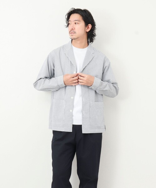 NOLLEY'S goodman（ノーリーズグッドマン）の「《セットアップ対応》【WORK ABOUT】COOLMAX サッカーシャツジャケット（シャツ/ブラウス・メンズ・ホワイト系その他/ブルー系その他・S/M/L）」の14枚目の写真