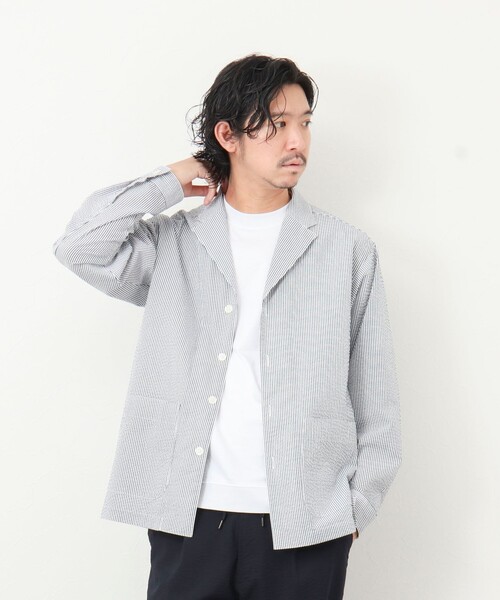 NOLLEY'S goodman（ノーリーズグッドマン）の「《セットアップ対応》【WORK ABOUT】COOLMAX サッカーシャツジャケット（シャツ/ブラウス・メンズ・ホワイト系その他/ブルー系その他・S/M/L）」の16枚目の写真