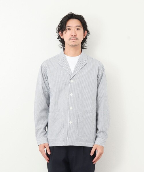 NOLLEY'S goodman（ノーリーズグッドマン）の「《セットアップ対応》【WORK ABOUT】COOLMAX サッカーシャツジャケット（シャツ/ブラウス・メンズ・ホワイト系その他/ブルー系その他・S/M/L）」の4枚目の写真