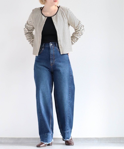 cepo（セポ）の「バックリボン ソデギャザーボーダーカーデ（カーディガン/ボレロ・レディース・オフホワイト/ブラック・M）」の10枚目の写真