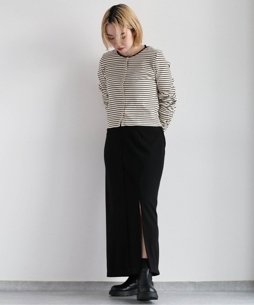 cepo（セポ）の「バックリボン ソデギャザーボーダーカーデ（カーディガン/ボレロ・レディース・オフホワイト/ブラック・M）」の12枚目の写真