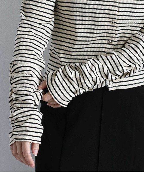 cepo（セポ）の「バックリボン ソデギャザーボーダーカーデ（カーディガン/ボレロ・レディース・オフホワイト/ブラック・M）」の20枚目の写真