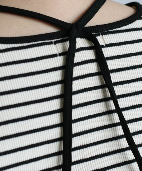 cepo（セポ）の「バックリボン ソデギャザーボーダーカーデ（カーディガン/ボレロ・レディース・オフホワイト/ブラック・M）」の19枚目の写真