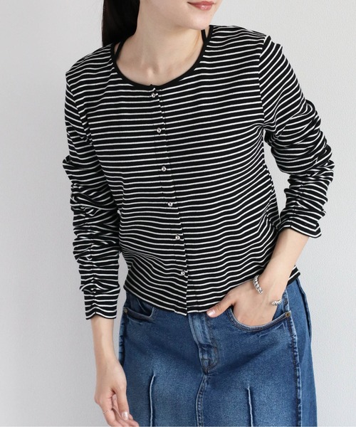 cepo（セポ）の「バックリボン ソデギャザーボーダーカーデ（カーディガン/ボレロ・レディース・オフホワイト/ブラック・M）」の22枚目の写真