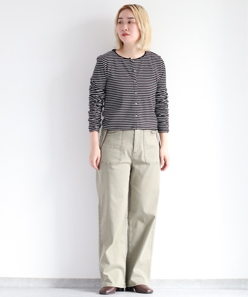 cepo（セポ）の「バックリボン ソデギャザーボーダーカーデ（カーディガン/ボレロ・レディース・オフホワイト/ブラック・M）」の5枚目の写真