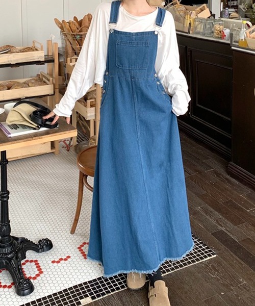 LYEON(リヨン)の「デニムフレアジャンスカワンピース(ワンピース・レディース・ブルー・LARGE/MEDIUM)」の8枚目の写真