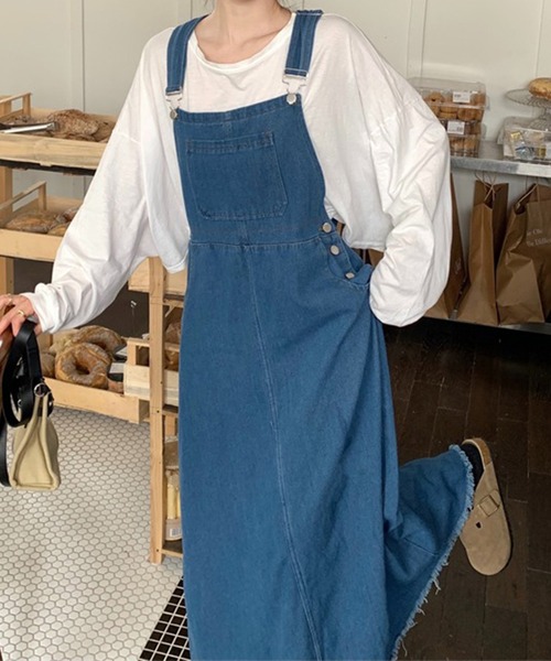 LYEON(リヨン)の「デニムフレアジャンスカワンピース(ワンピース・レディース・ブルー・LARGE/MEDIUM)」の9枚目の写真