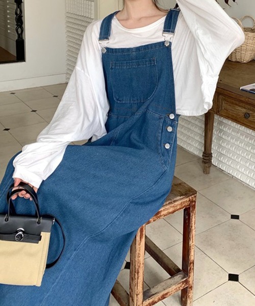 LYEON(リヨン)の「デニムフレアジャンスカワンピース(ワンピース・レディース・ブルー・LARGE/MEDIUM)」の12枚目の写真