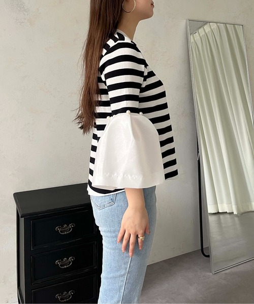 【新品 未使用】WボタンフレアスリーブVネックジャケット prose verse ママ監修！セレモニーアイテム】WボタンフレアスリーブVネック