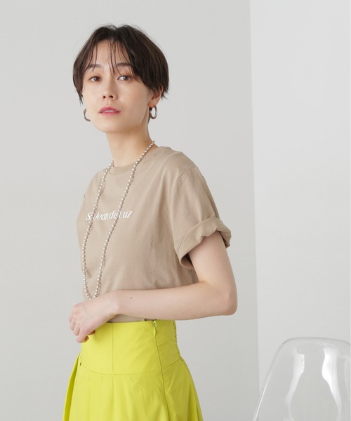 N.（N. Natural Beauty Basic）（エヌエヌナチュラルビューティーベーシック）の「◆モダンフォントロゴＴシャツ（Tシャツ/カットソー・レディース・オフホワイト/ベージュ/モカ・MEDIUM）」の14枚目の写真
