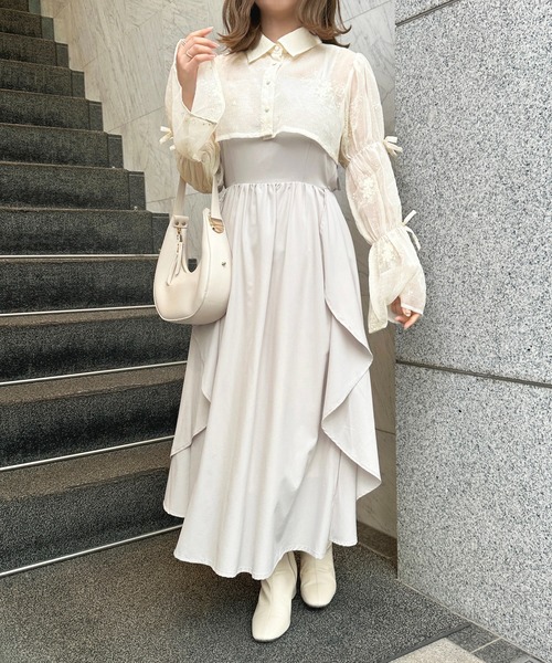 apres jour（アプレジュール）の「リボンマムルークショートブラウス【ZOZOTOWN限定アイテム】（シャツ/ブラウス・レディース・オフホワイト/グレー/ブラック/アイボリー・X-LARGE/フリー）」の7枚目の写真