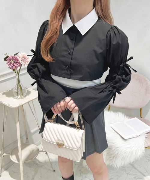 apres jour（アプレジュール）の「リボンマムルークショートブラウス【ZOZOTOWN限定アイテム】（シャツ/ブラウス・レディース・オフホワイト/グレー/ブラック/アイボリー・X-LARGE/フリー）」の20枚目の写真