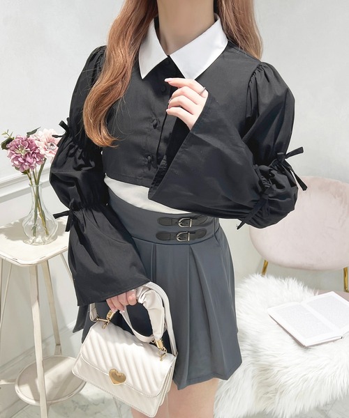 apres jour（アプレジュール）の「リボンマムルークショートブラウス【ZOZOTOWN限定アイテム】（シャツ/ブラウス・レディース・オフホワイト/グレー/ブラック/アイボリー・X-LARGE/フリー）」の21枚目の写真