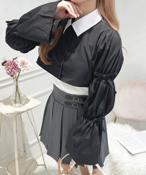 apres jour（アプレジュール）の「リボンマムルークショートブラウス【ZOZOTOWN限定アイテム】（シャツ/ブラウス・レディース・オフホワイト/グレー/ブラック/アイボリー・X-LARGE/フリー）」の22枚目の写真